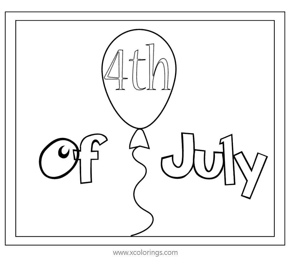 Free Balloon of 4th of July Coloring Pages printable