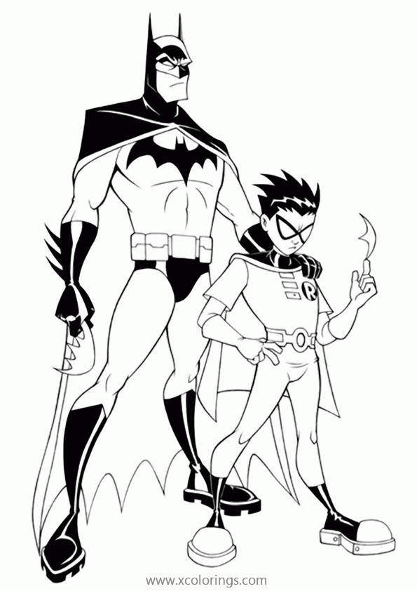 Free Batman and Little Robin Coloring Page printable