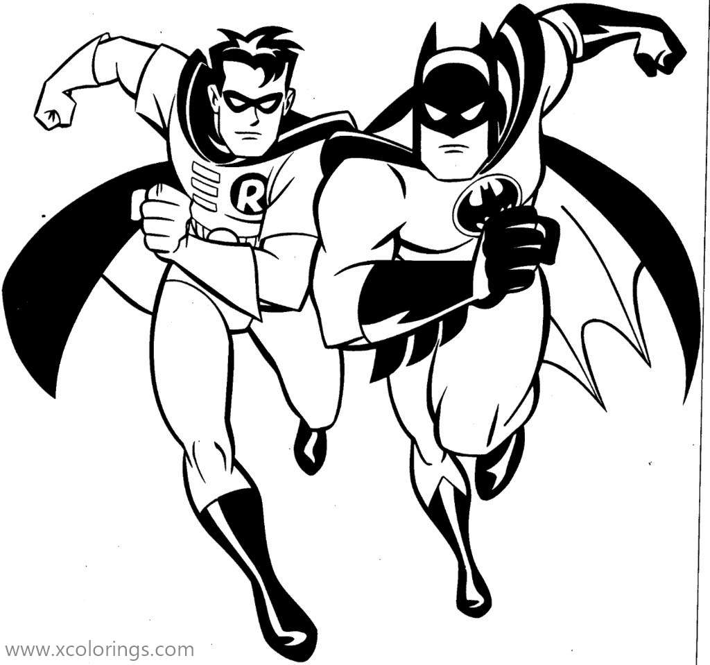 Free Batman and Robin Coloring Page from DC Superhero printable