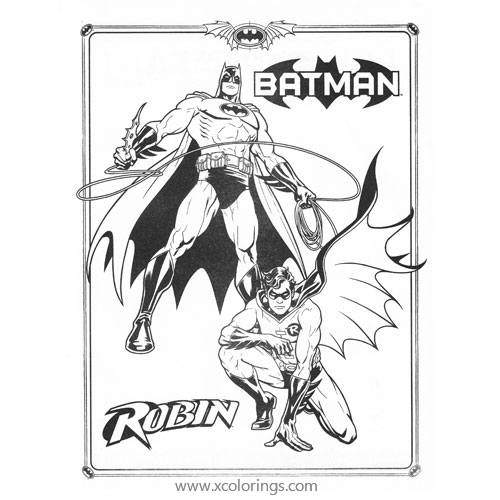 Free Batman and Robin Coloring Page with Frame printable