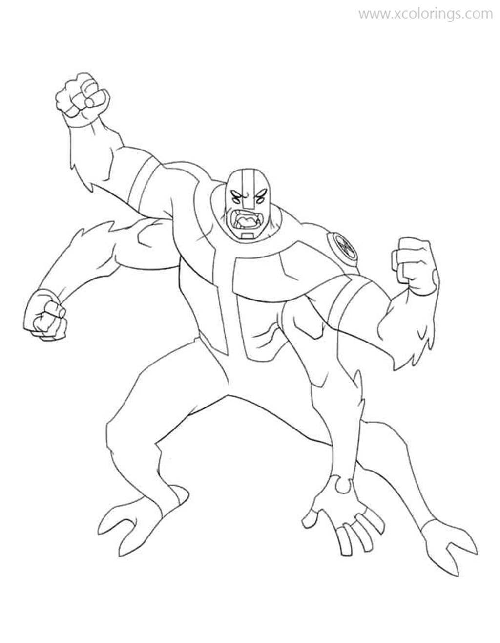 Free Ben 10 Coloring Pages Alien Four Arms printable