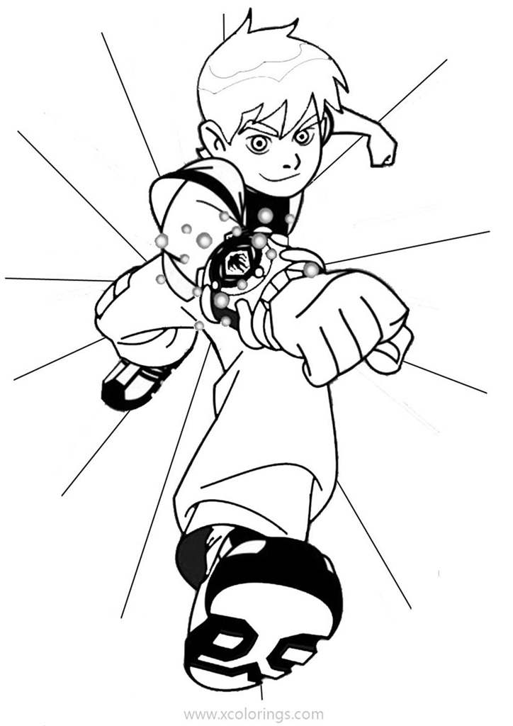Free Ben 10 Coloring Pages Ben is Running printable