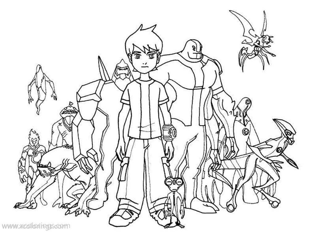 Free Ben 10 Coloring Pages Characters printable