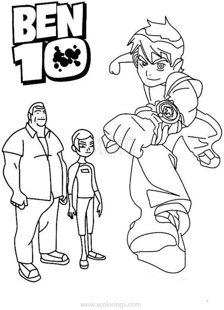 Free Ben 10 Coloring Pages Family printable