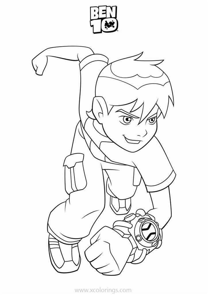 Free Ben 10 Coloring Pages The Boy is Hurry printable