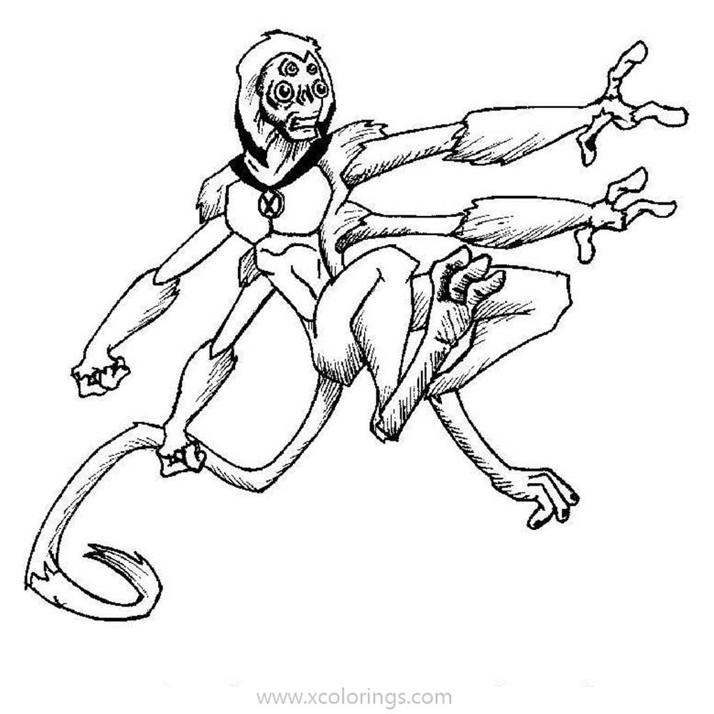 Free Ben 10 Spider Monkey Coloring Pages printable