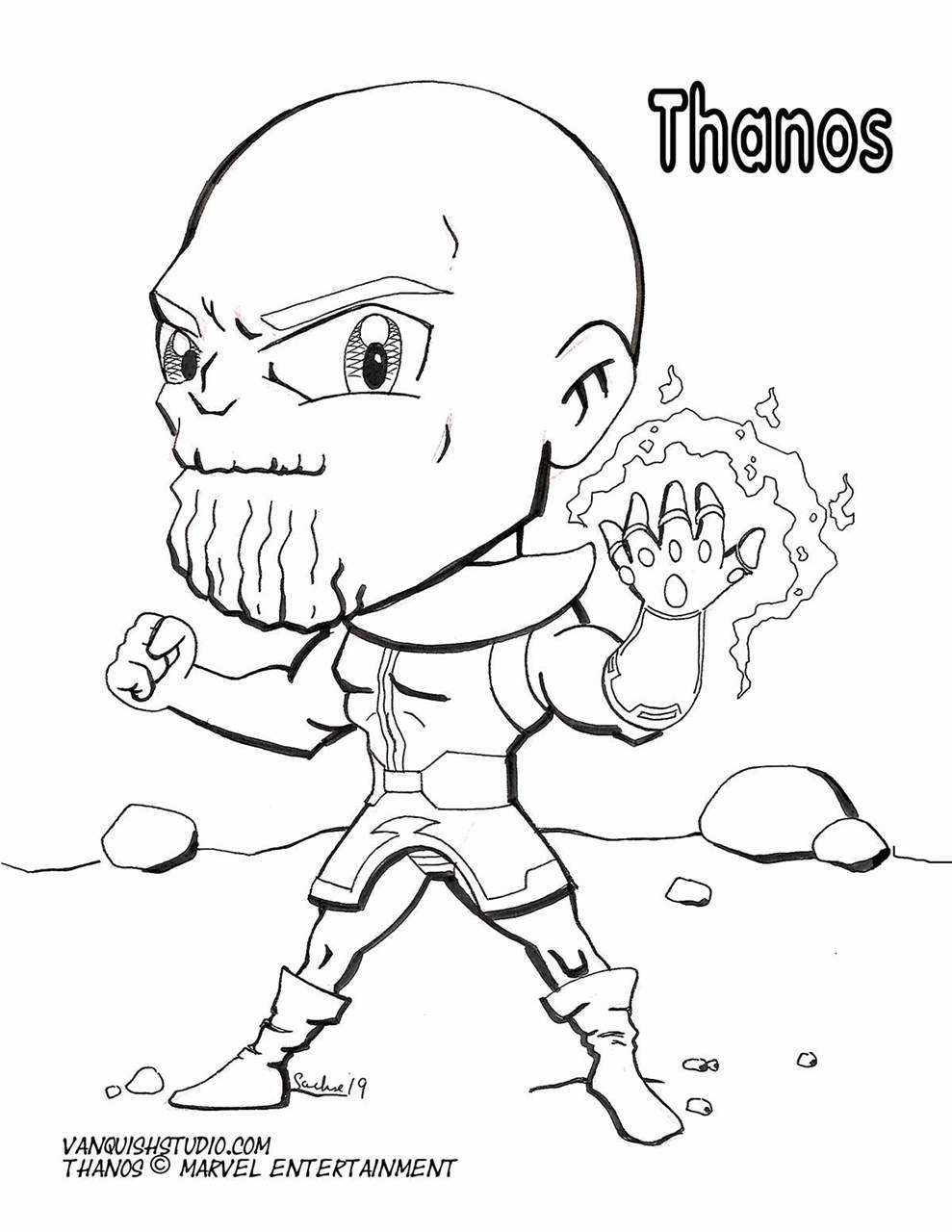 Free Big Head Thanos Coloring Pages printable