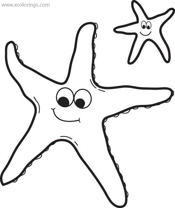 Free Big and Little Starfish Coloring Pages printable