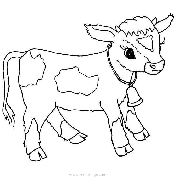 Free Black and White Calf Coloring Pages printable