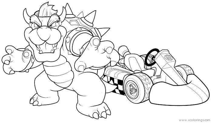 Free Bowser from Mario Kart Coloring Pages printable