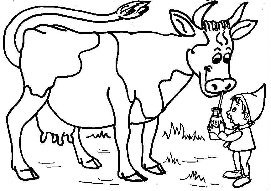 Free Boy and Cow Coloring Pages printable