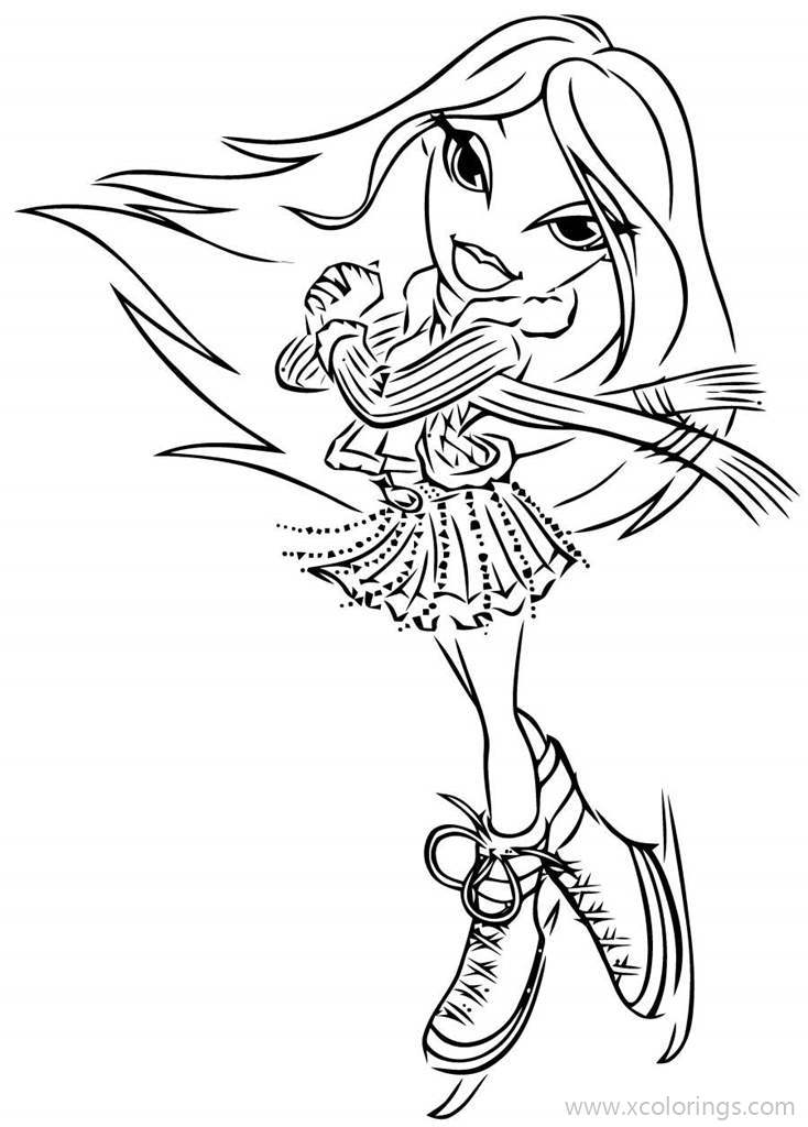 Free Bratz Coloring Page Girl is Ice Skating printable