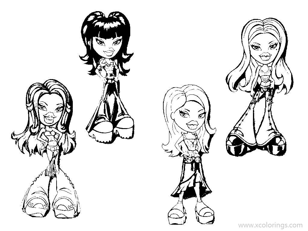 Free Bratz Coloring Page Main Characters printable