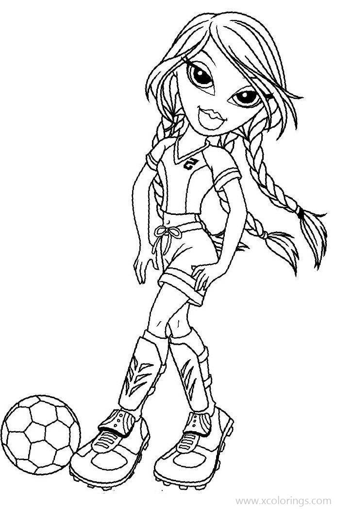Free Bratz Coloring Page Play Soccer printable