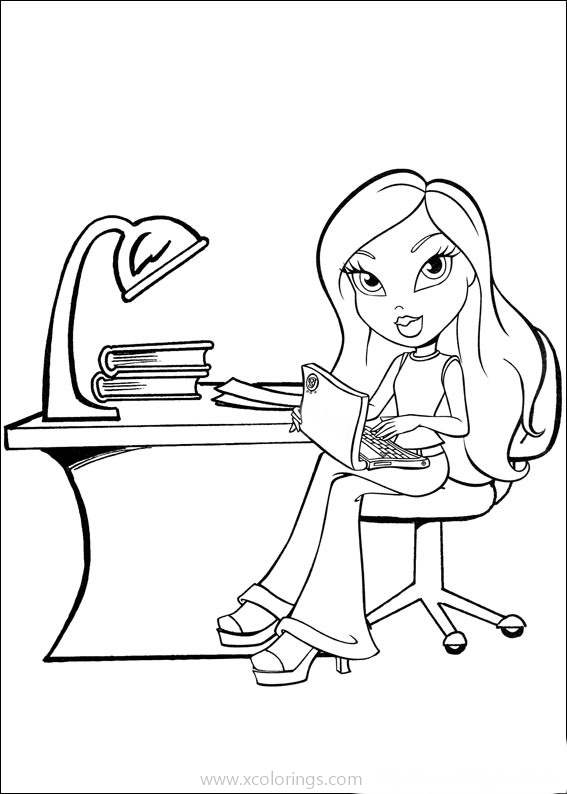 Free Bratz Coloring Pages Cloe is Working printable