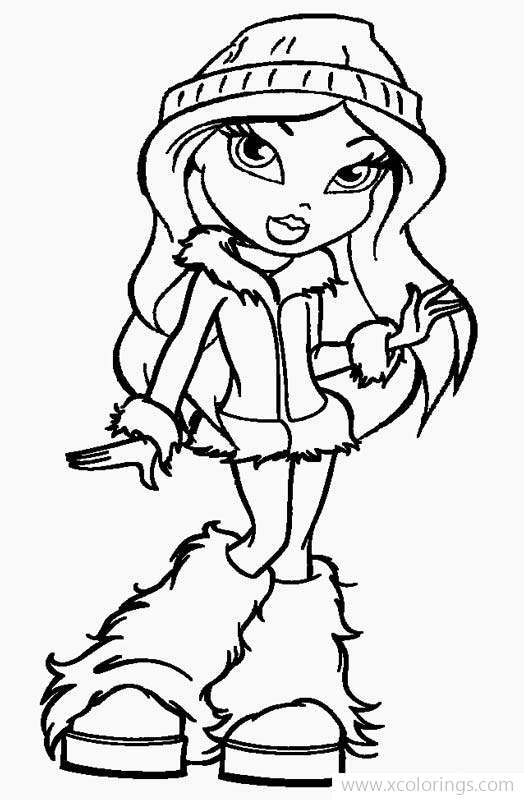 Free Bratz Coloring Pages Doll with Coat printable