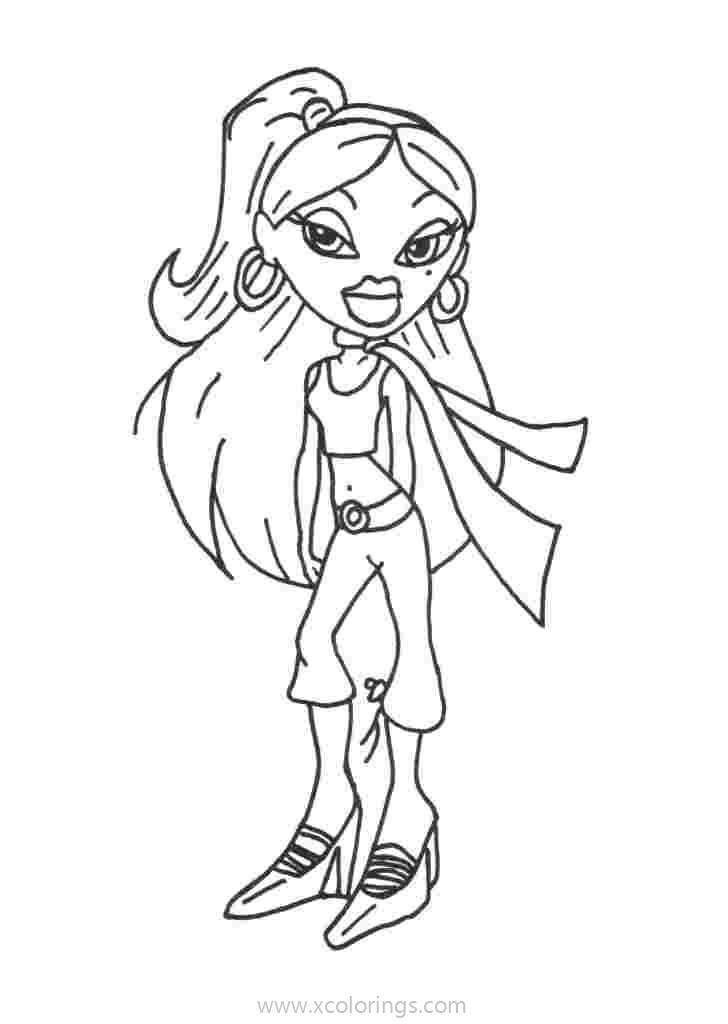 Free Bratz Coloring Pages Doll with Earrings printable