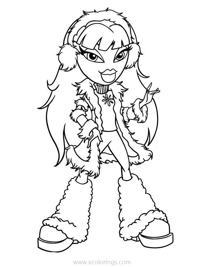 Free Bratz Coloring Pages Girl in Winter printable