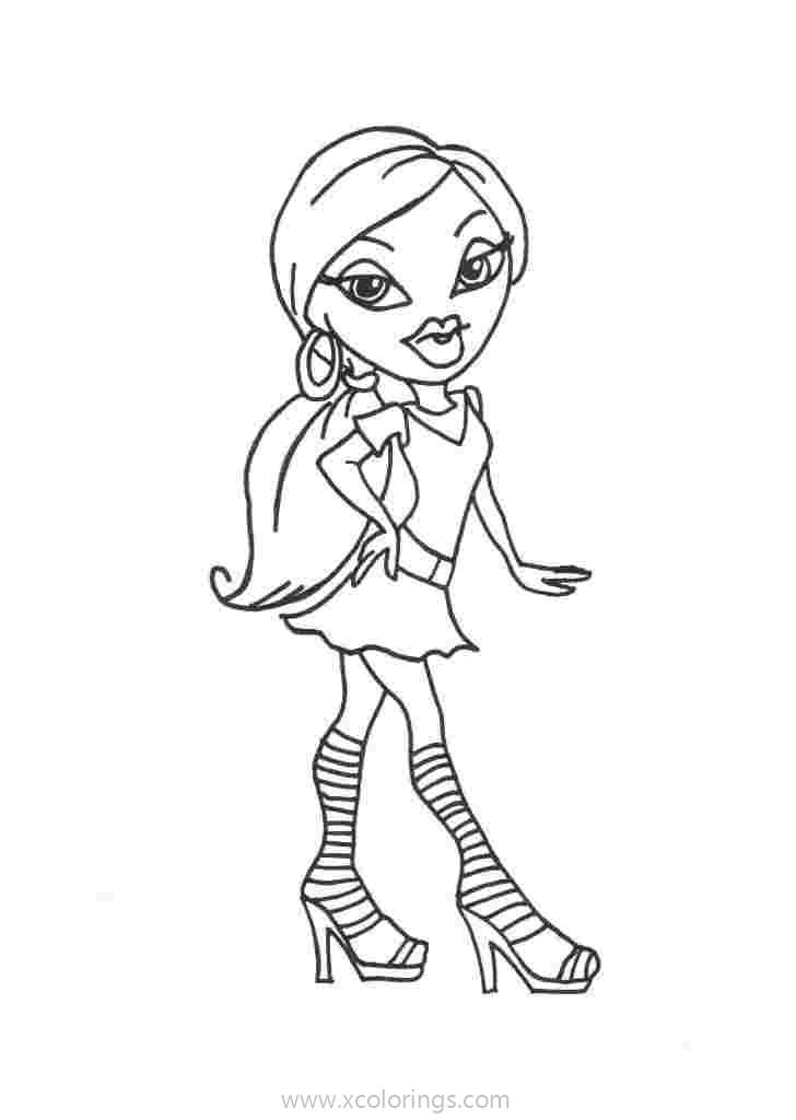 Free Bratz Coloring Pages Girl with Long Hair printable