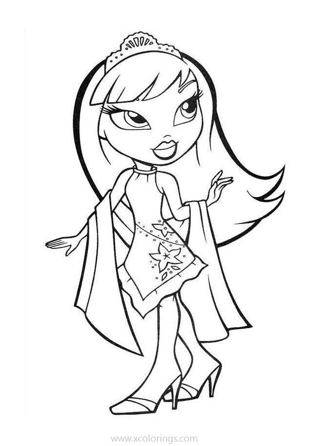 Free Bratz Coloring Pages Princess with Crown printable
