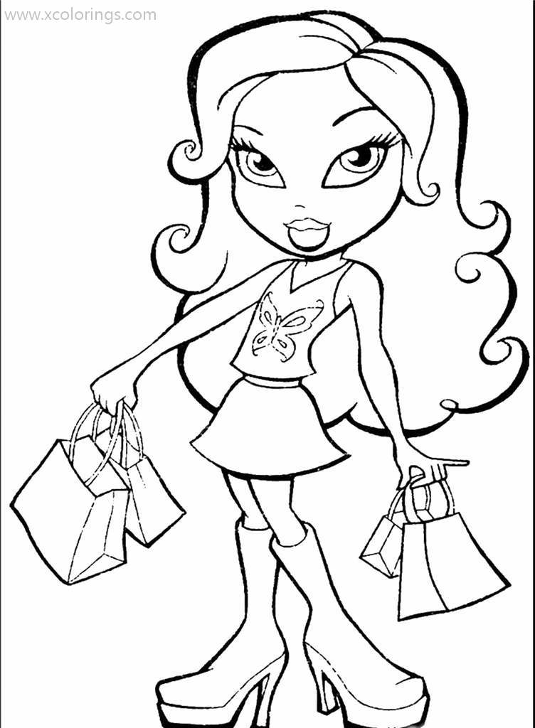 Free Bratz Girl Go Shopping Coloring Page printable
