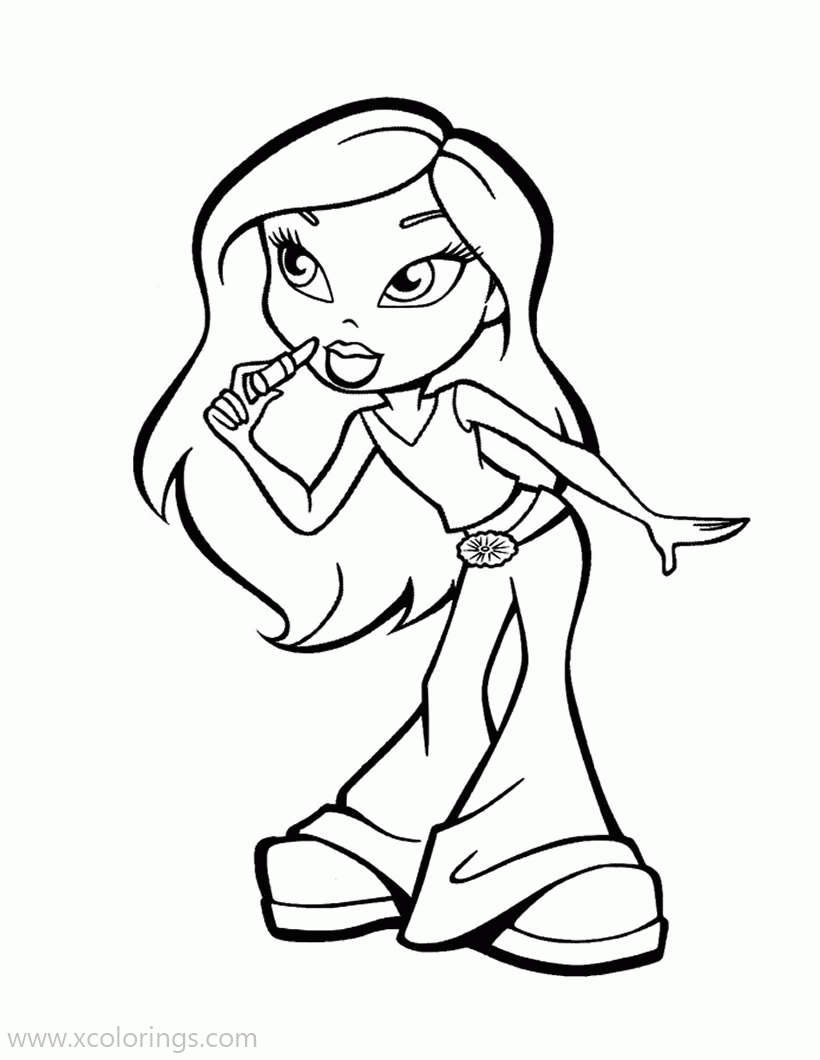 Free Bratz Girl Makeup with Lipstick Coloring Pages printable