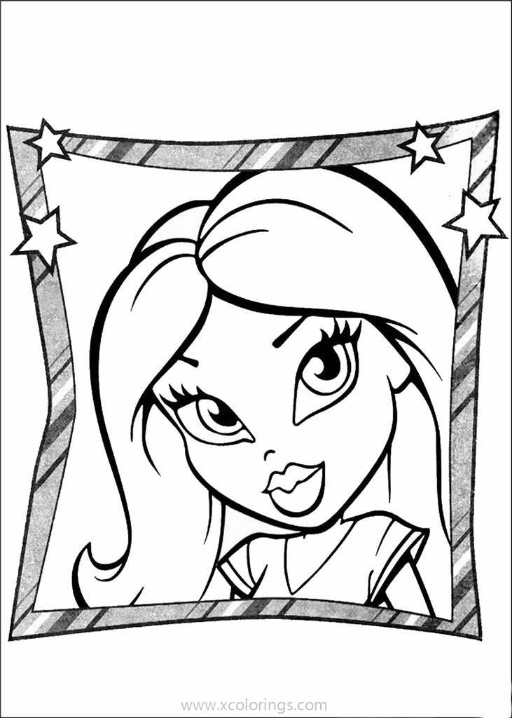 Free Bratz Girl Picture with Frame Coloring Page printable