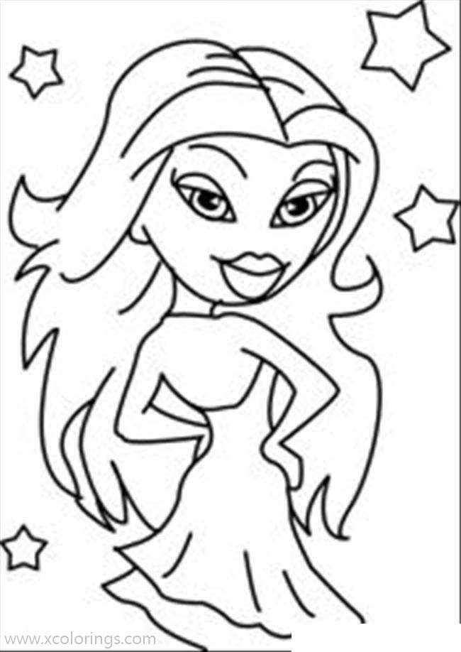 Free Bratz Girl and Stars Coloring Pages printable