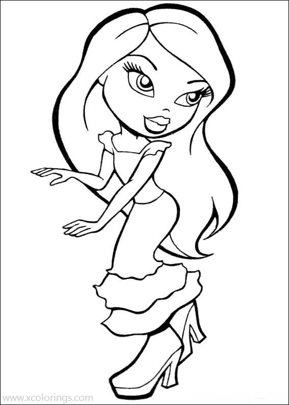 Free Bratz Girl in Dress Coloring Pages printable