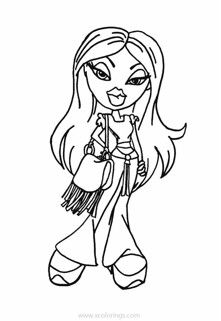 Free Bratz Girl with Bag Coloring Page printable