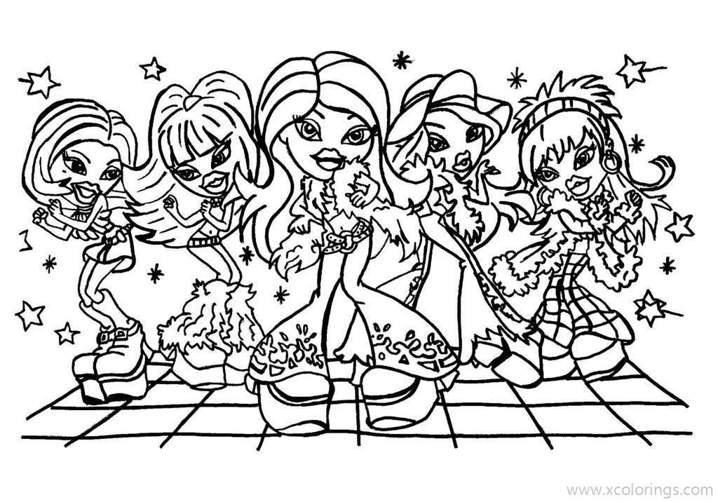 Free Bratz Girls are Dancing Coloring Page printable