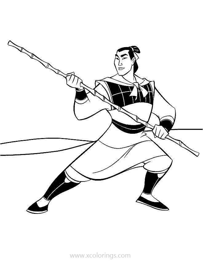 Free Brave Prince Shang from Mulan Coloring Pages printable