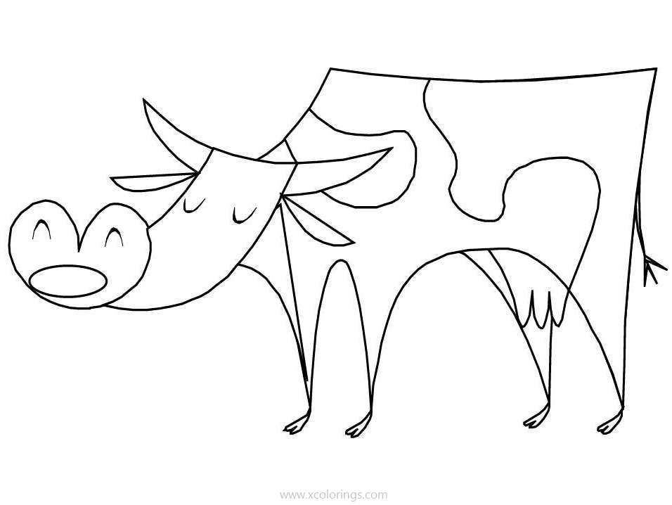 Free Cartoon Cow Coloring Page Holstein Cattle printable