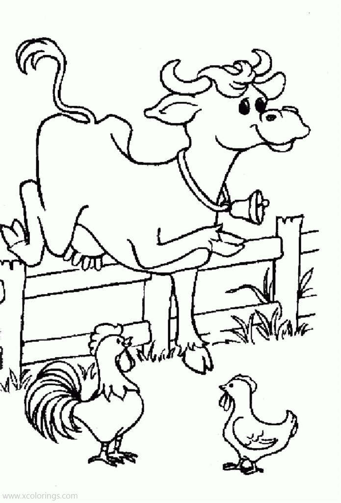 Free Cartoon Cow Crosses the Fen Coloring Pages printable