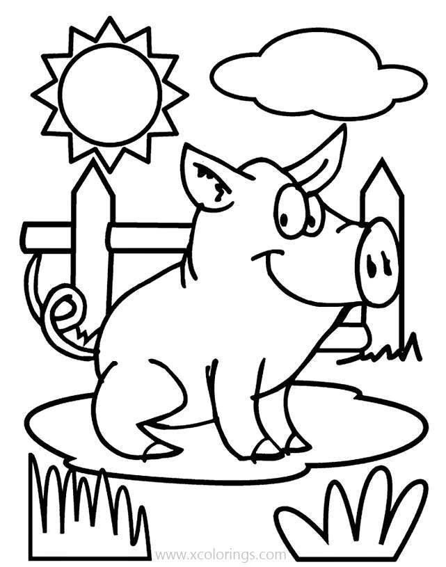 Free Cartoon Farm Pig Coloring Pages printable