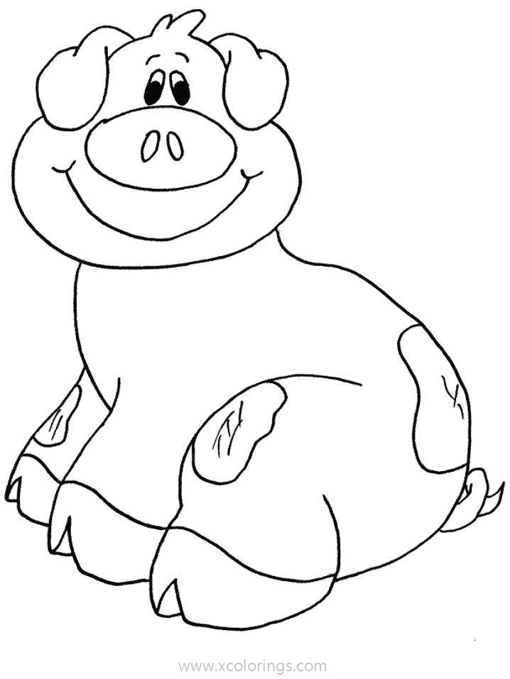 Free Cartoon Fat Pig Coloring Pages printable