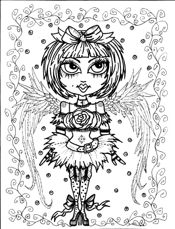 Free Cartoon Gothic Girl Coloring Pages printable