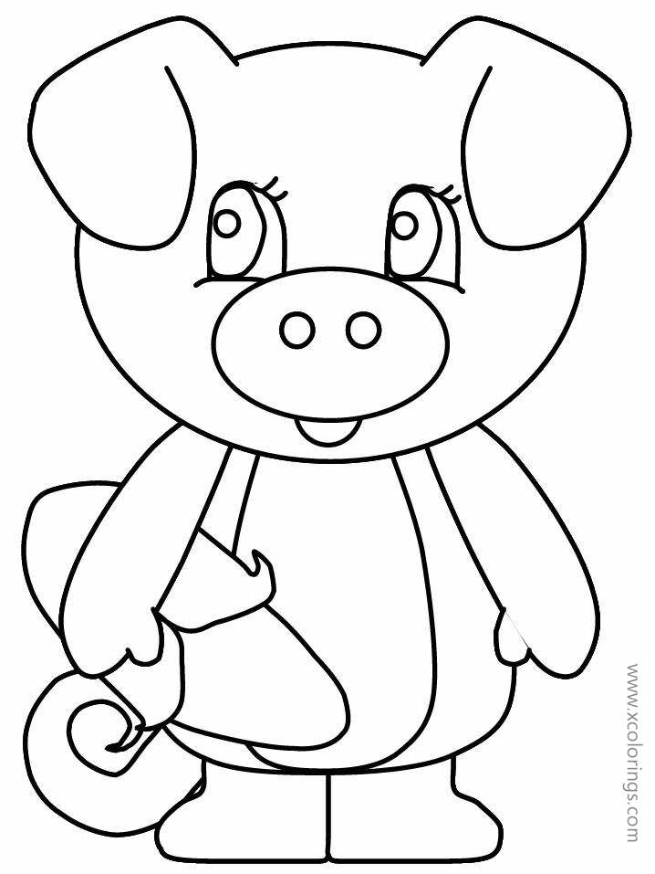 Free Cartoon Pig with Corn Coloring Pages printable
