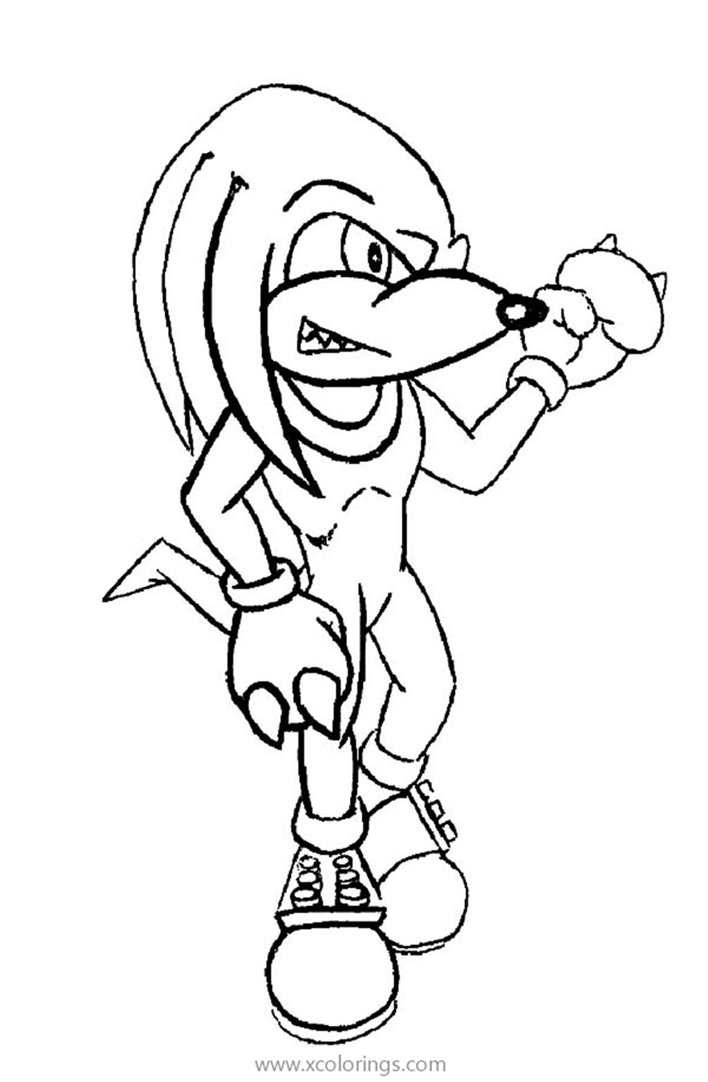 Character Knuckles The Echidna Coloring Pages - XColorings.com