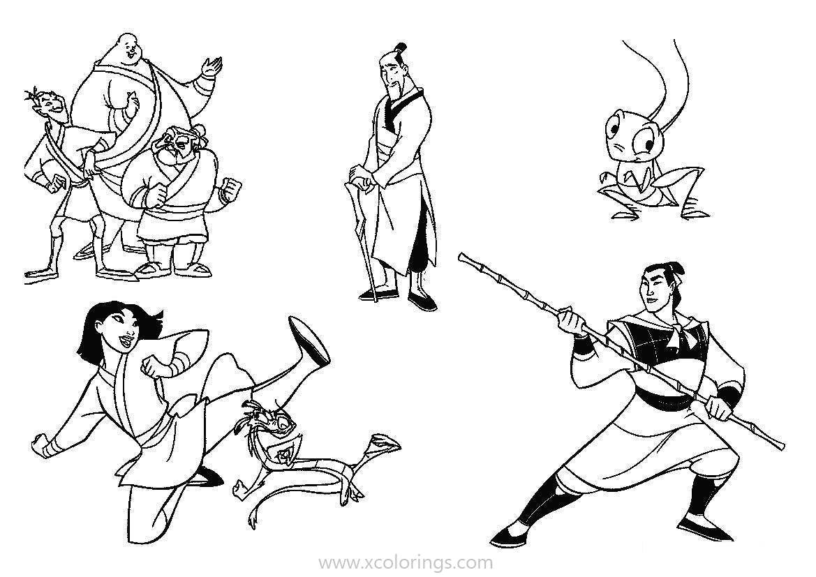 Free Characters from Mulan Coloring Pages printable