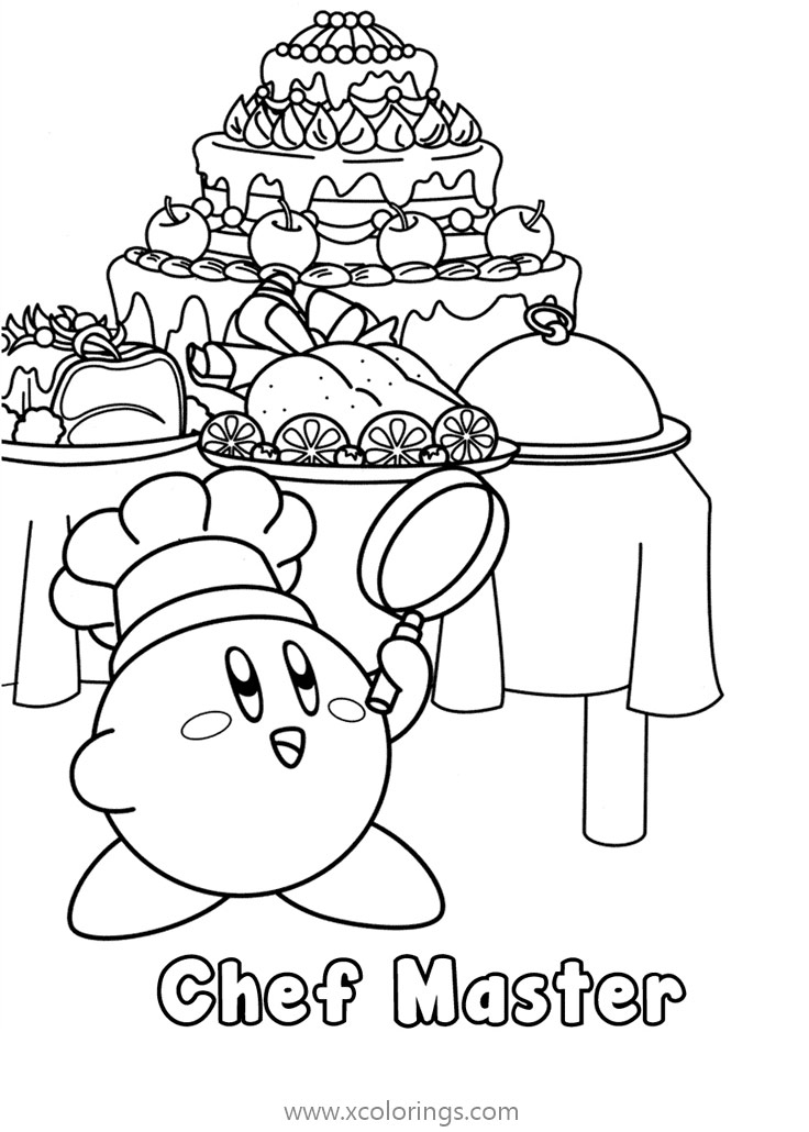 Free Chef Master Kirby Coloring Page printable