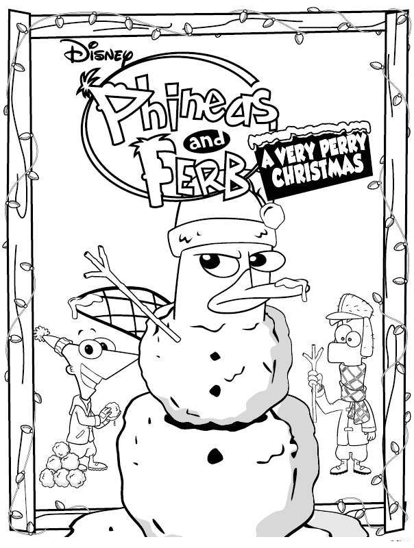 Free Christmas of Phineas and Ferb Coloring Pages printable