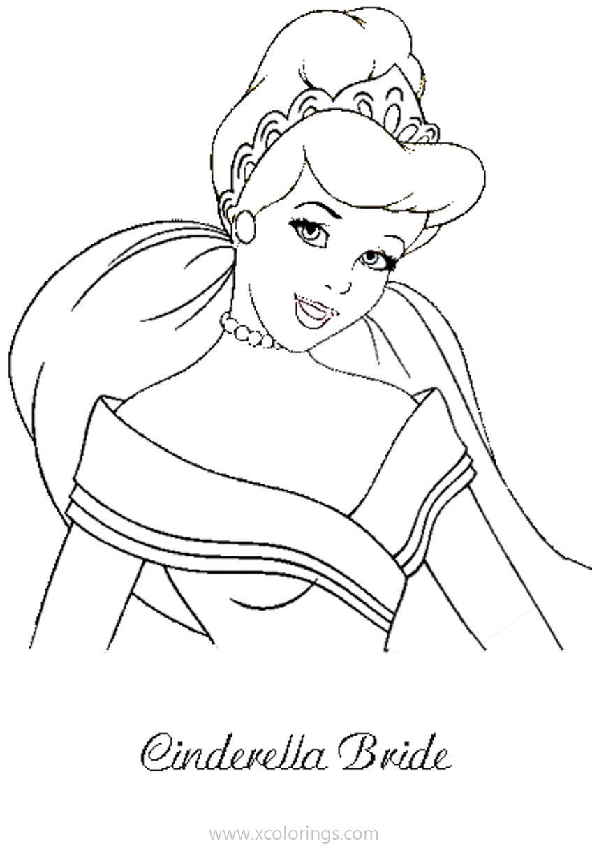 Free Cinderella Bride Coloring Pages printable