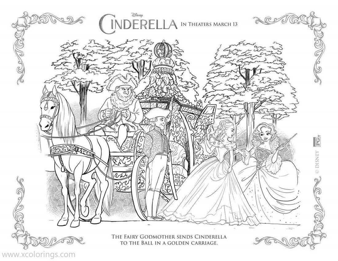 Free Cinderella Coach Coloring Pages for Adults printable