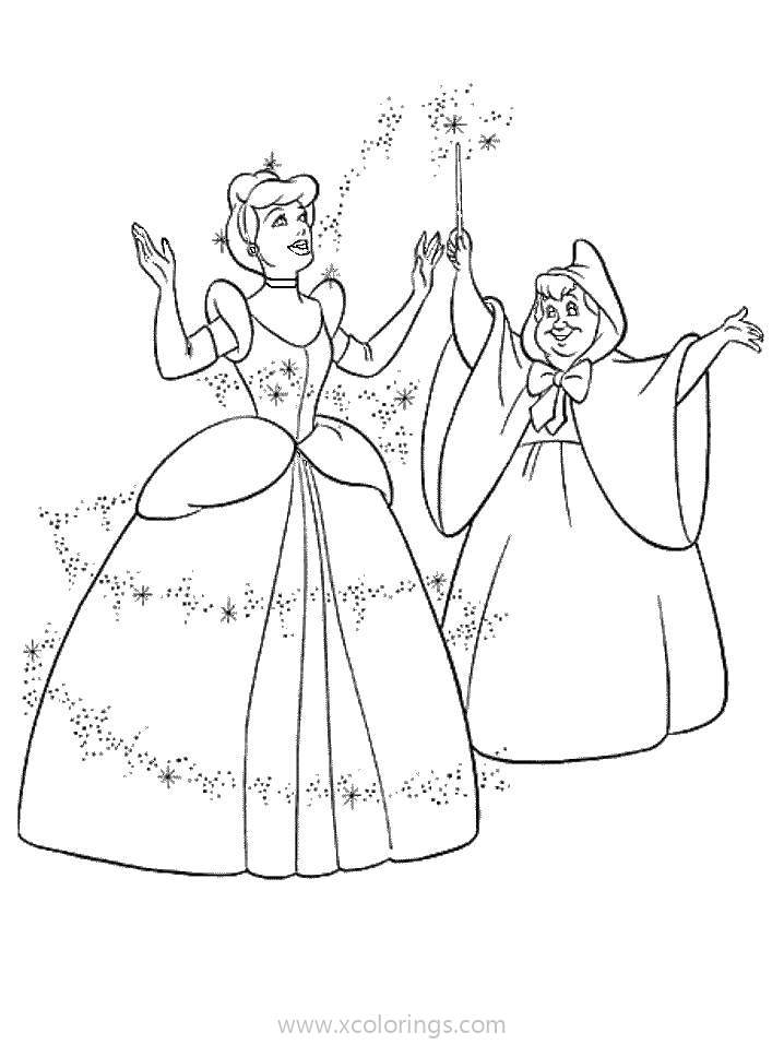 Free Cinderella Coloring Pages New Dress by Magic printable
