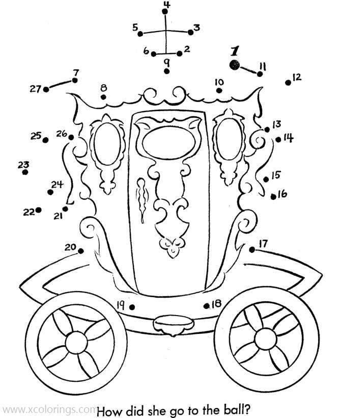 Free Cinderella Coloring Pages Carriage Dot to Dot printable