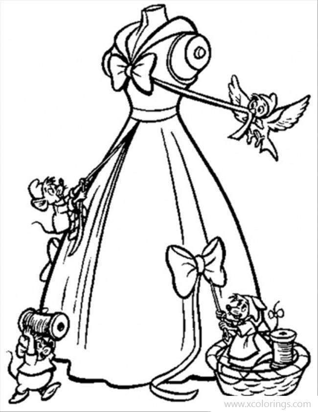 Free Cinderella Coloring Pages Mice Make The Gown printable
