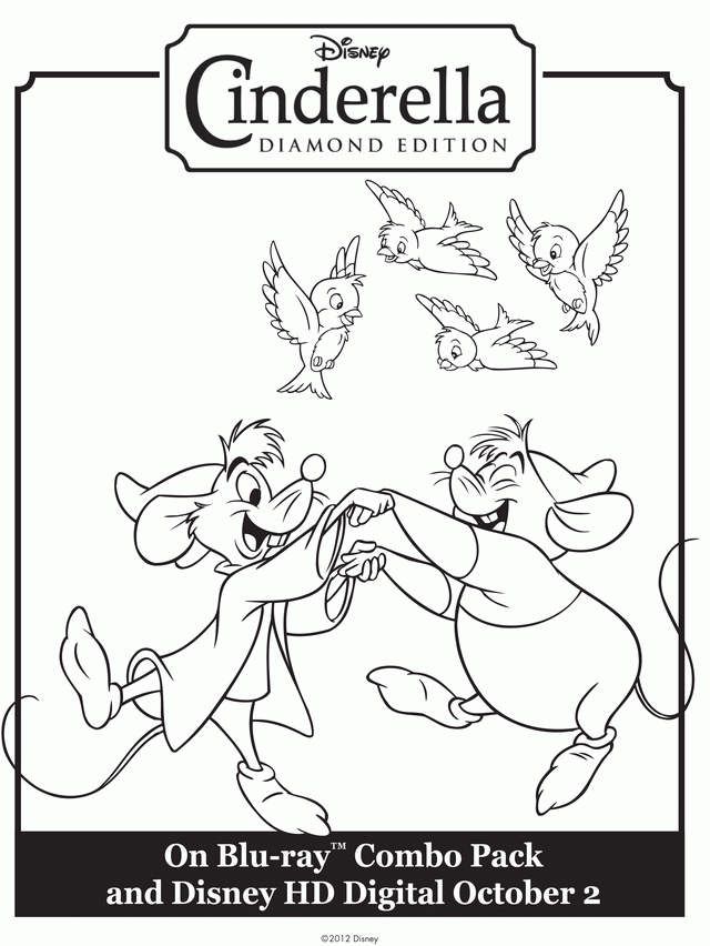 Free Cinderella Coloring Pages Mouses Area Dancing printable
