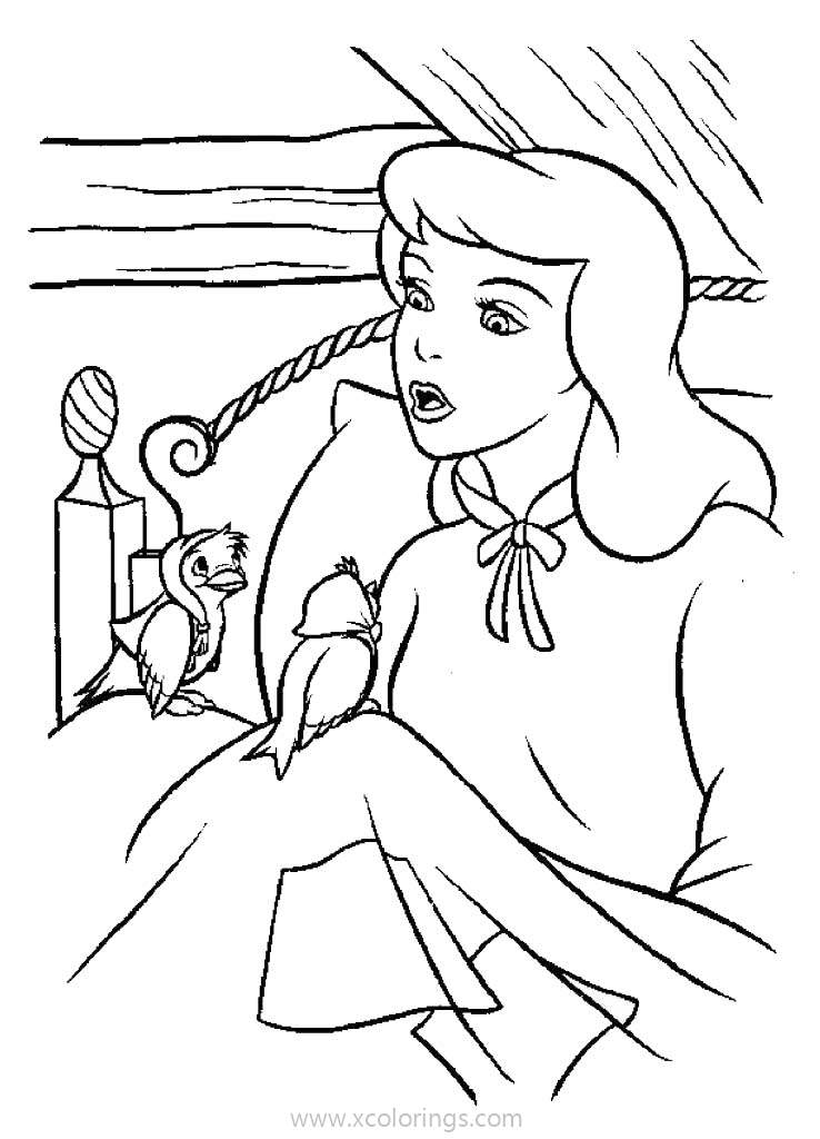 Free Cinderella On Her Bed Coloring Pages printable