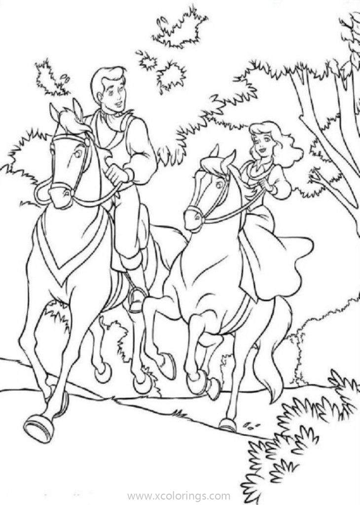 Free Cinderella Riding Horse Coloring Pages printable